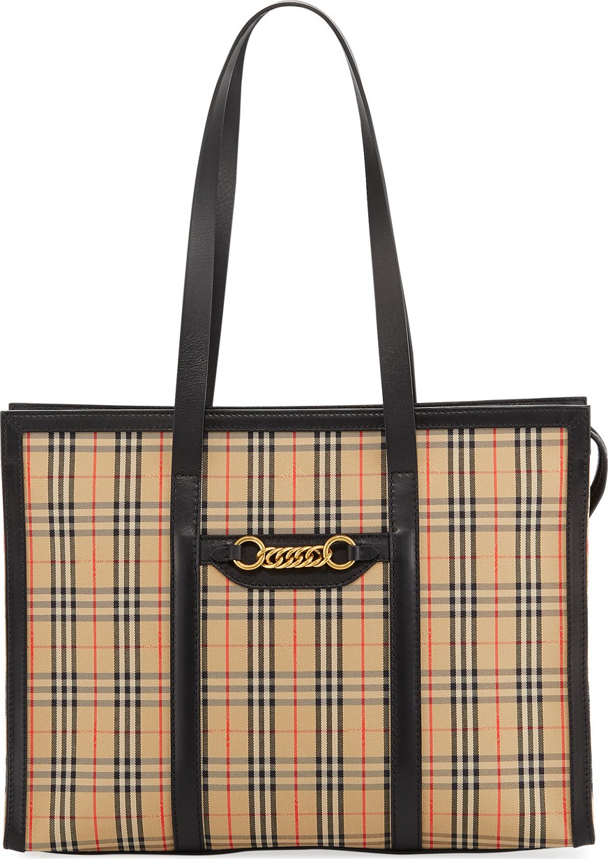 Burberry London England Link 1983 Check Shoulder Tote Bag