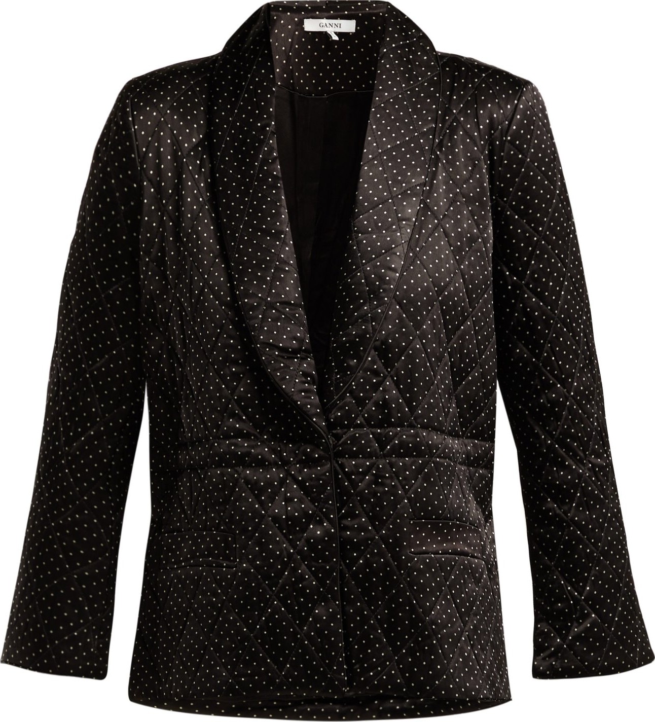 Ganni Cameron polka-dot quilted-satin blazer