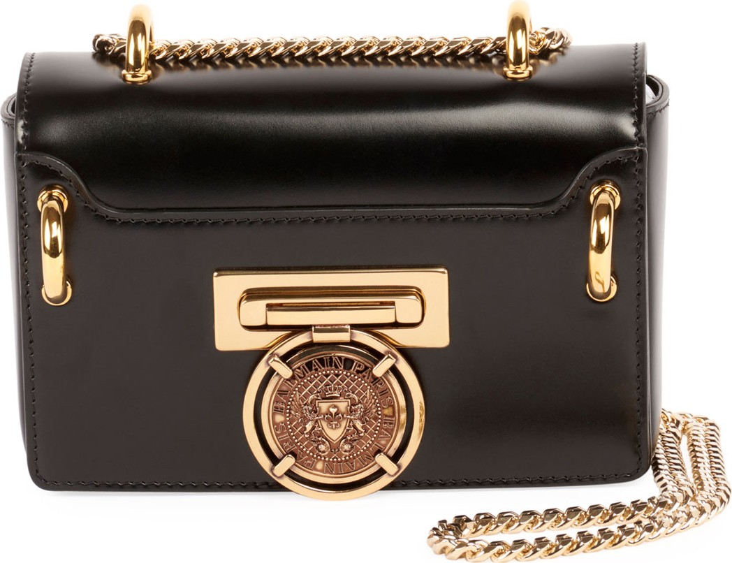Balmain Baby Box Leather Crossbody Bag