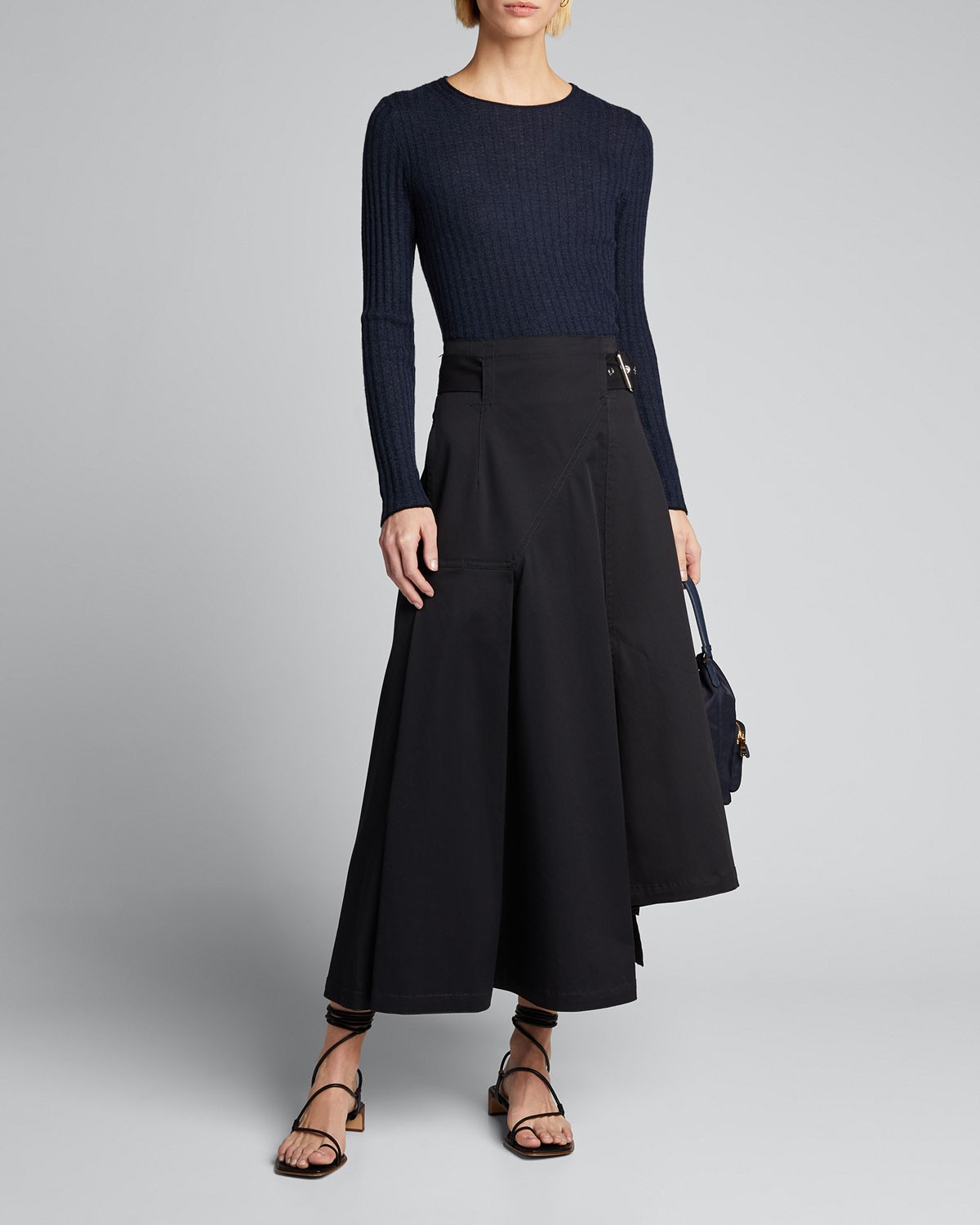 Vince Micro Stripe Crewneck Cashmere Rib Sweater