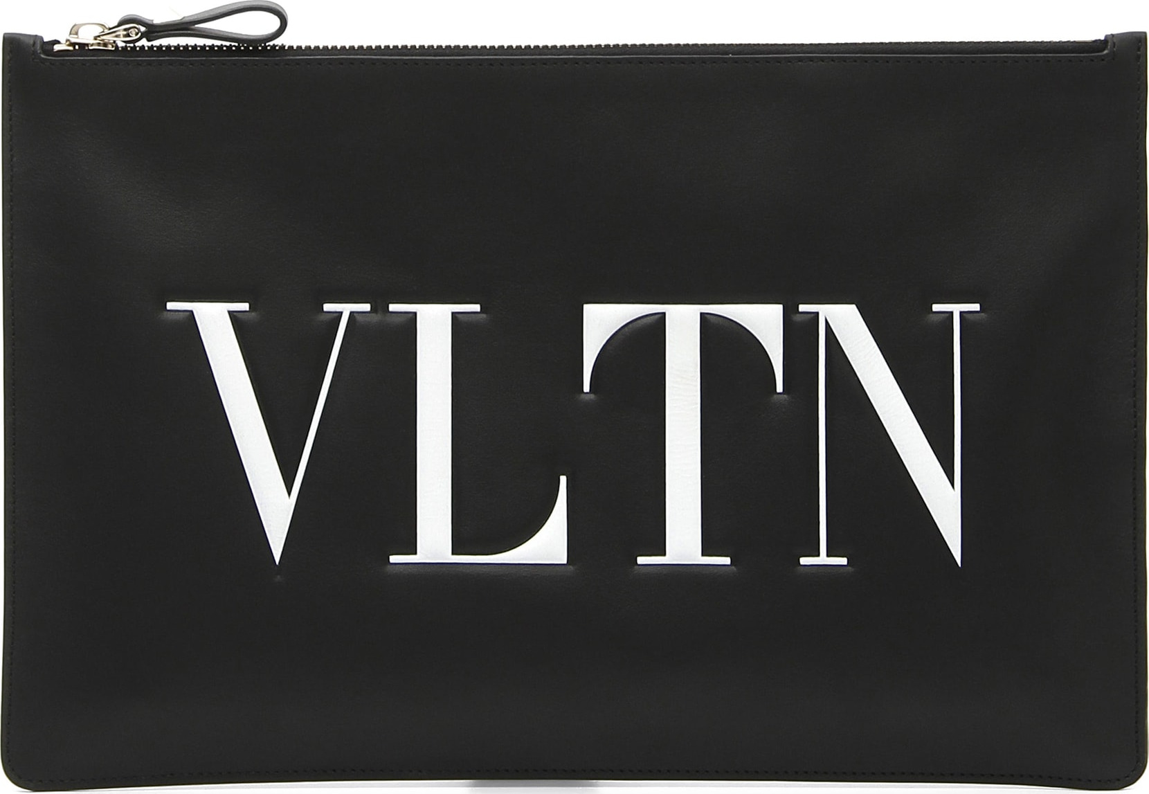 Valentino Logo Graphic Flat Leather Pouch