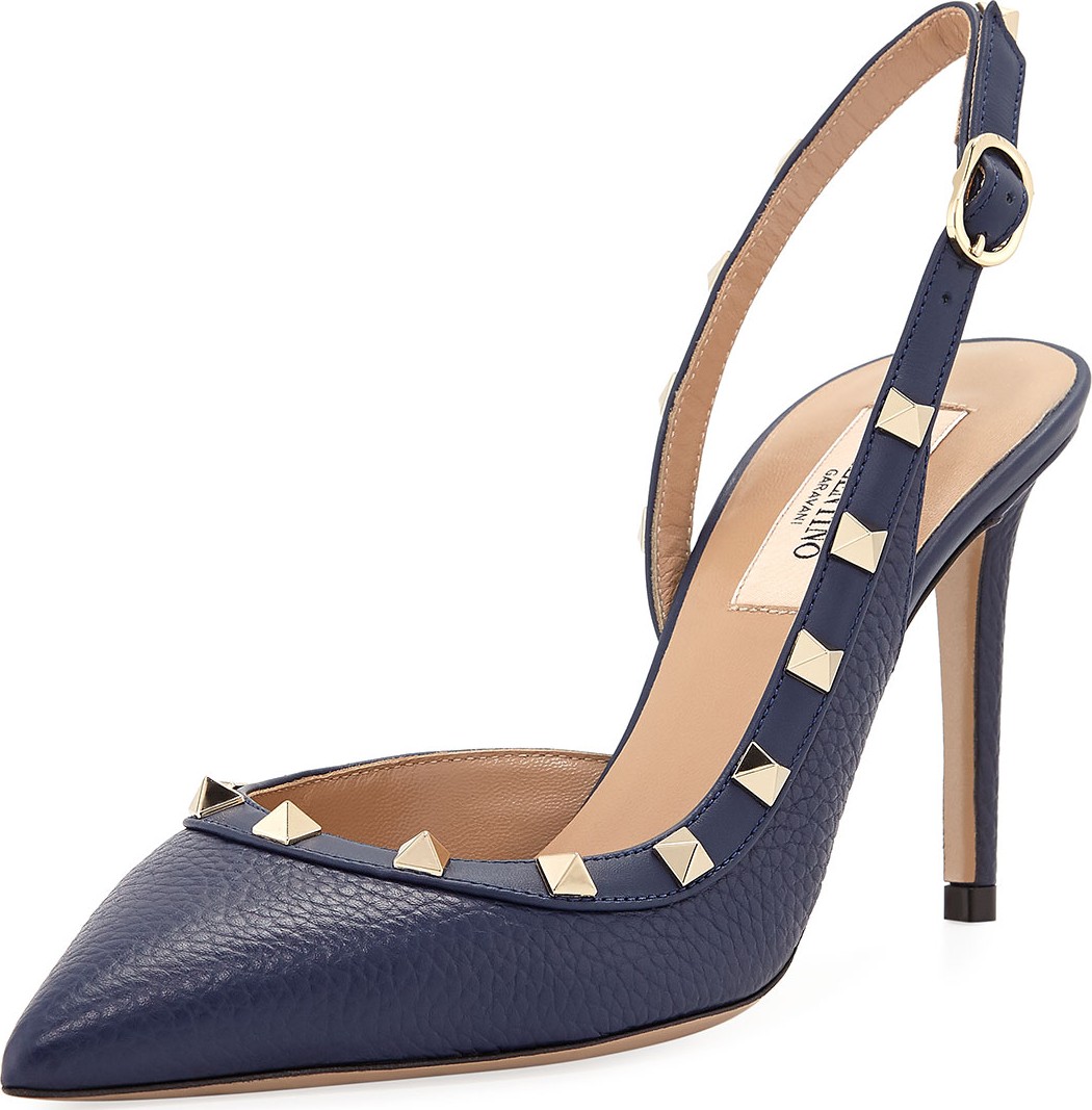Valentino Rockstud 85mm Leather Slingback Pumps