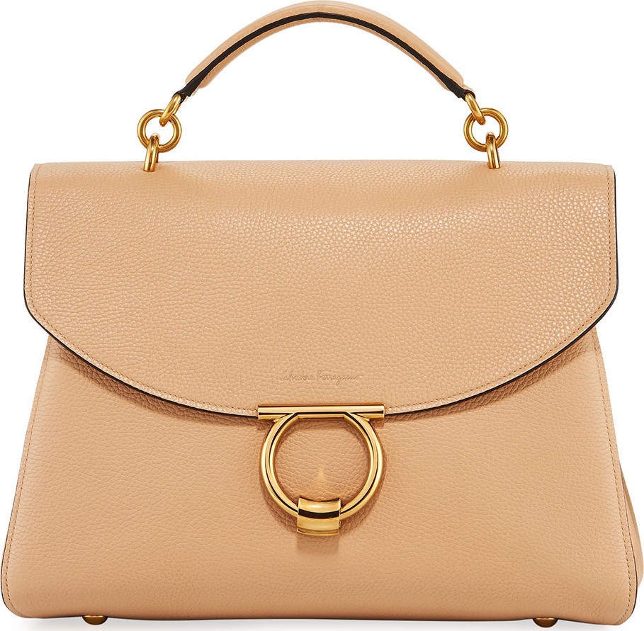 Salvatore Ferragamo Margot Medium Top Handle Bag, Almond/Beige