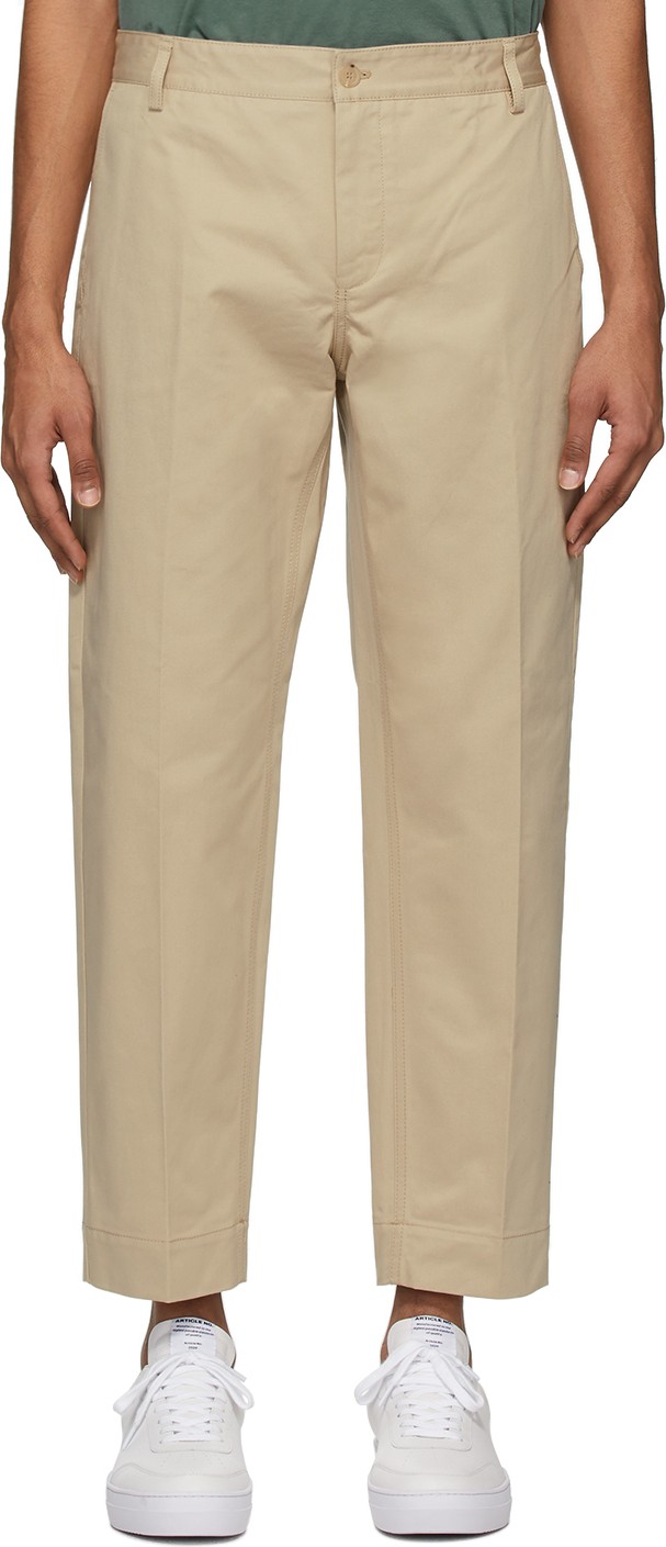 Maison Kitsune Beige Gabardine Carrot Trousers
