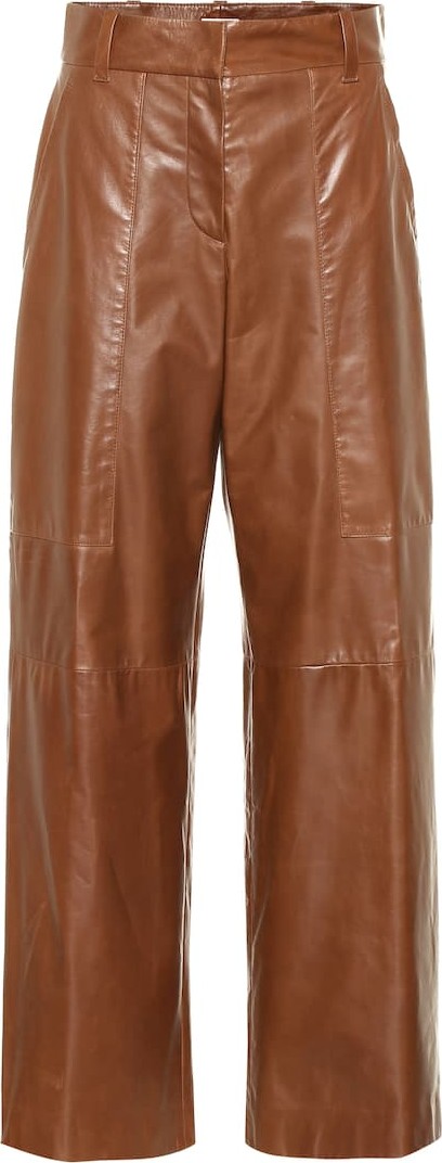 Brunello Cucinelli High-rise wide-leg leather pants