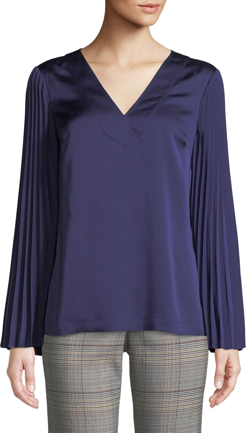 Trina Turk Almande Long-Sleeve Satin Top