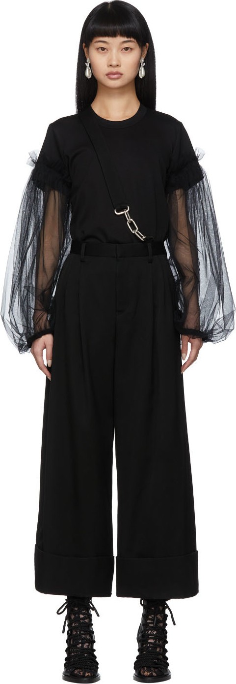 Noir Kei Ninomiya Black Wool Single Suspender Trousers