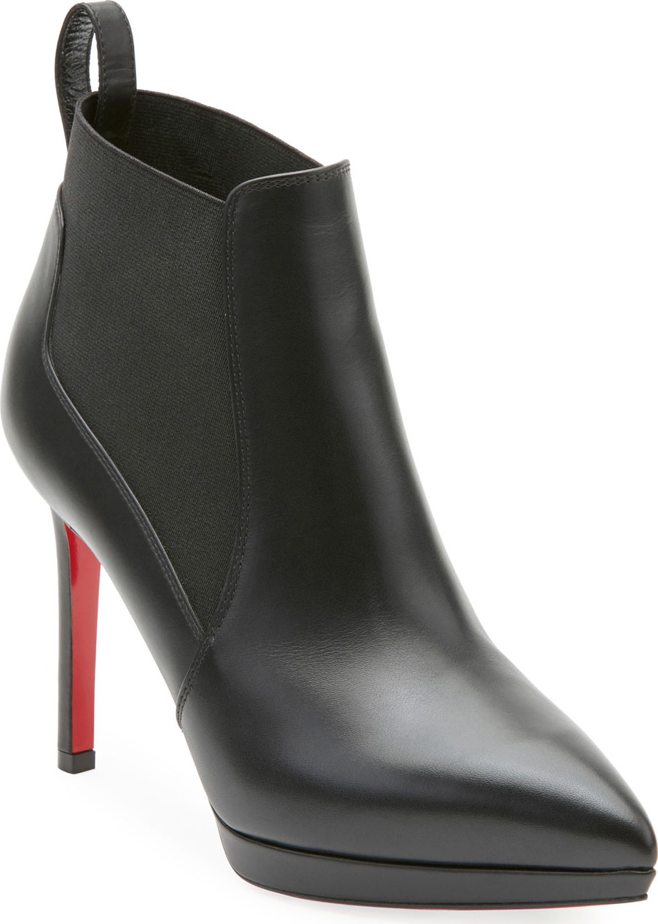 Christian Louboutin Crochinetta Platform Red Sole Booties