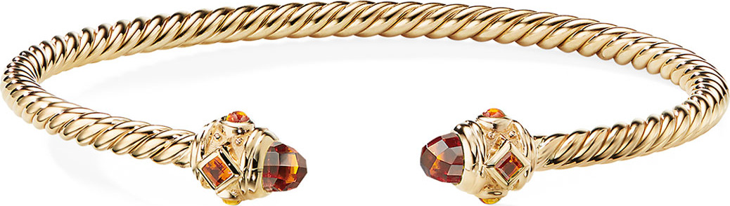 David Yurman Renaissance 18k Gold Cable & Madeira Citrine Bracelet
