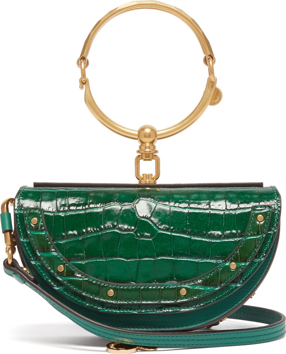 Chloe Nile Minaudière crocodile-effect leather clutch