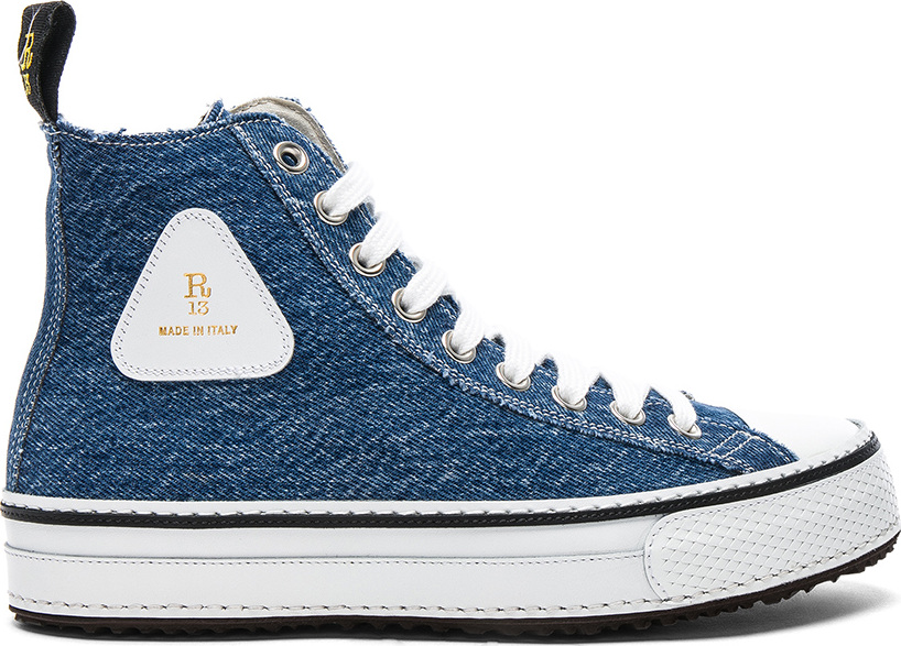 R13 Re-Purposed Denim Hi-Top Sneakers