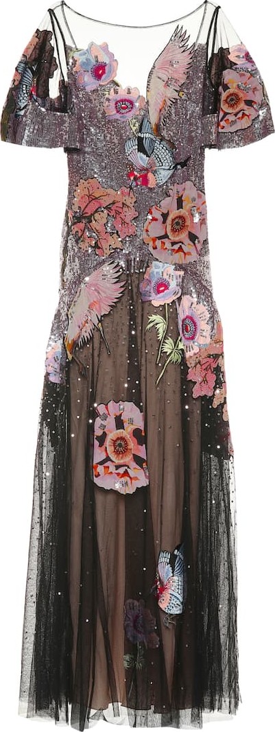 Temperley London Petal embroidered sequinned gown