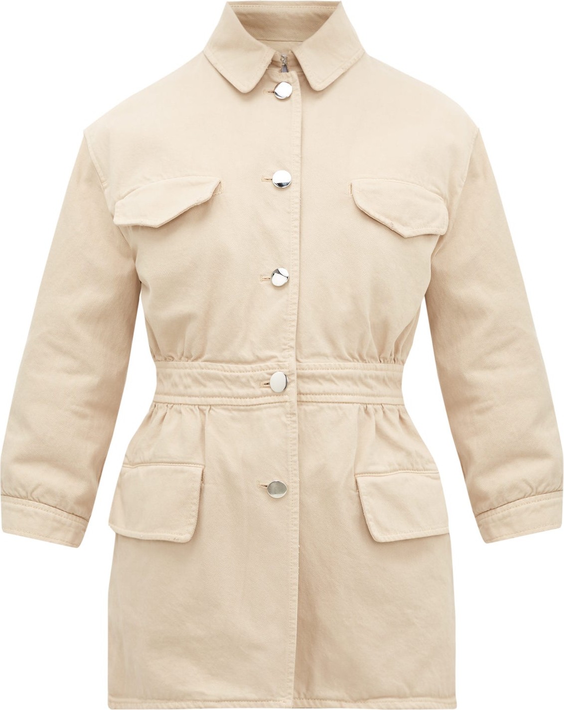 Prada Triangle-appliqué denim safari jacket