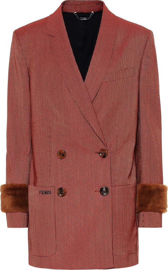 Fendi Shearling-trimmed wool-blend blazer