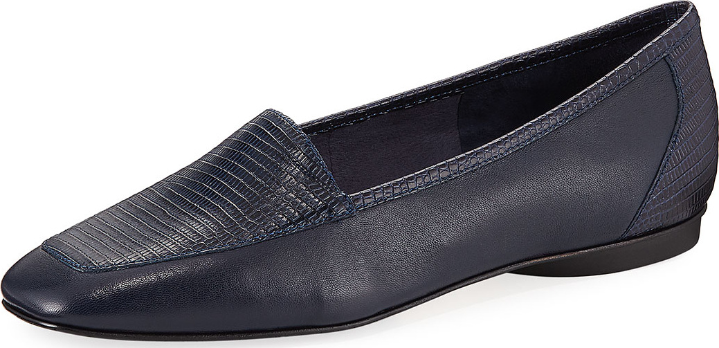 Donald J Pliner Deedee Slip-On Mixed Leather Flat, Navy