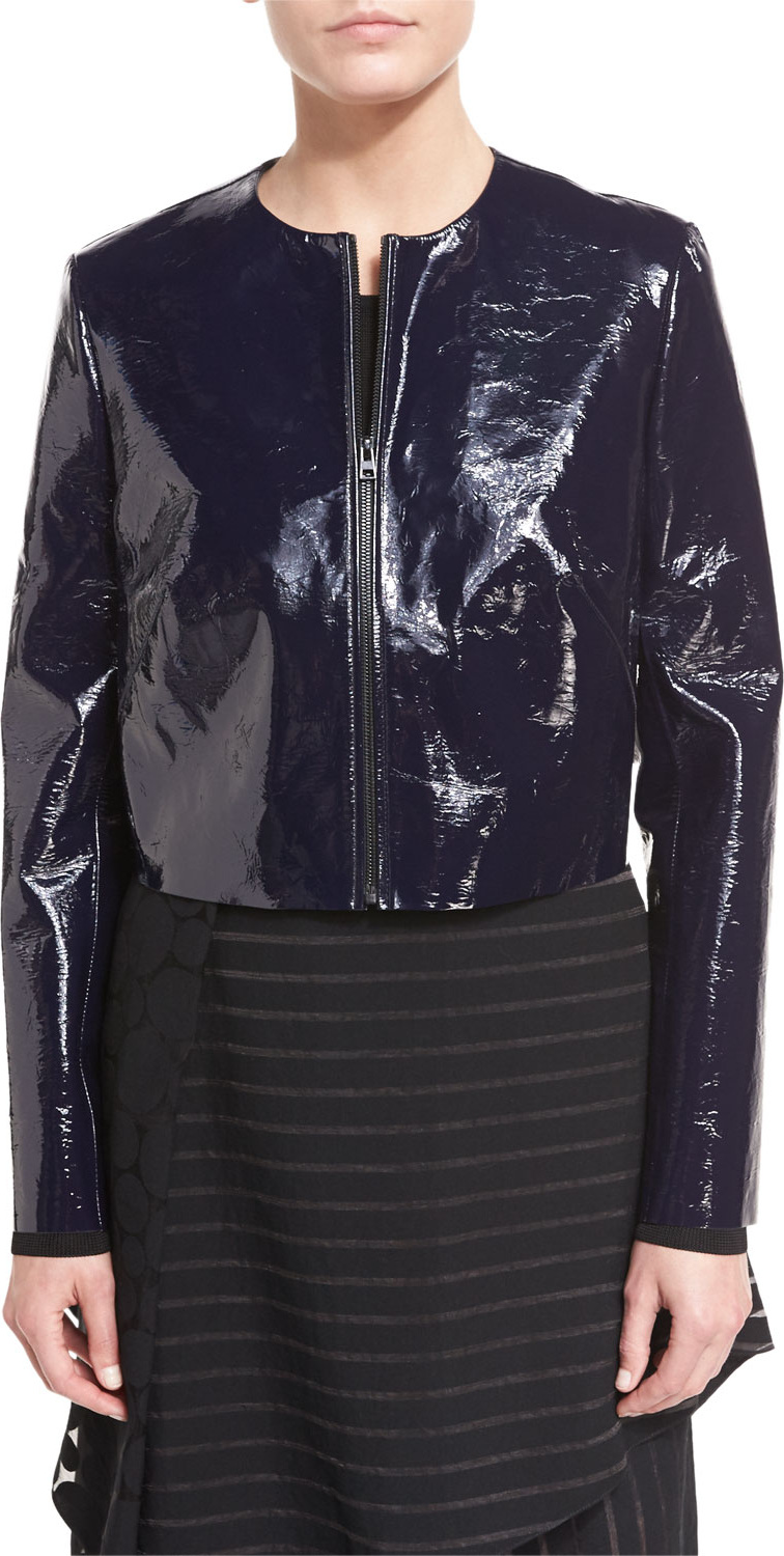 DIANE von FURSTENBERG Tailored Zip-Front Lamb Leather Jacket