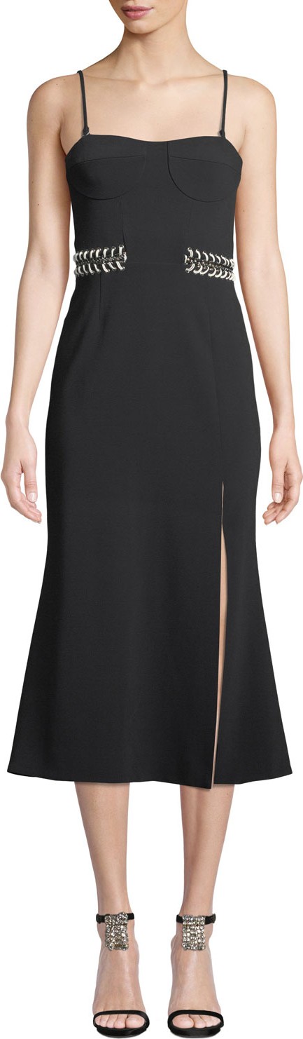Jonathan Simkhai Crepe Bustier Midi Dress with Chain Detail Jonathan Simkhai Crepe Bustier Midi Dress with Chain Detail