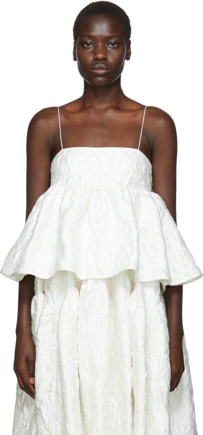 Cecilie Bahnsen White Selena Tank Top