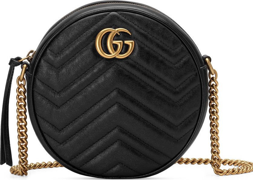 Gucci GG Marmont Mini Round Chevron Crossbody Bag
