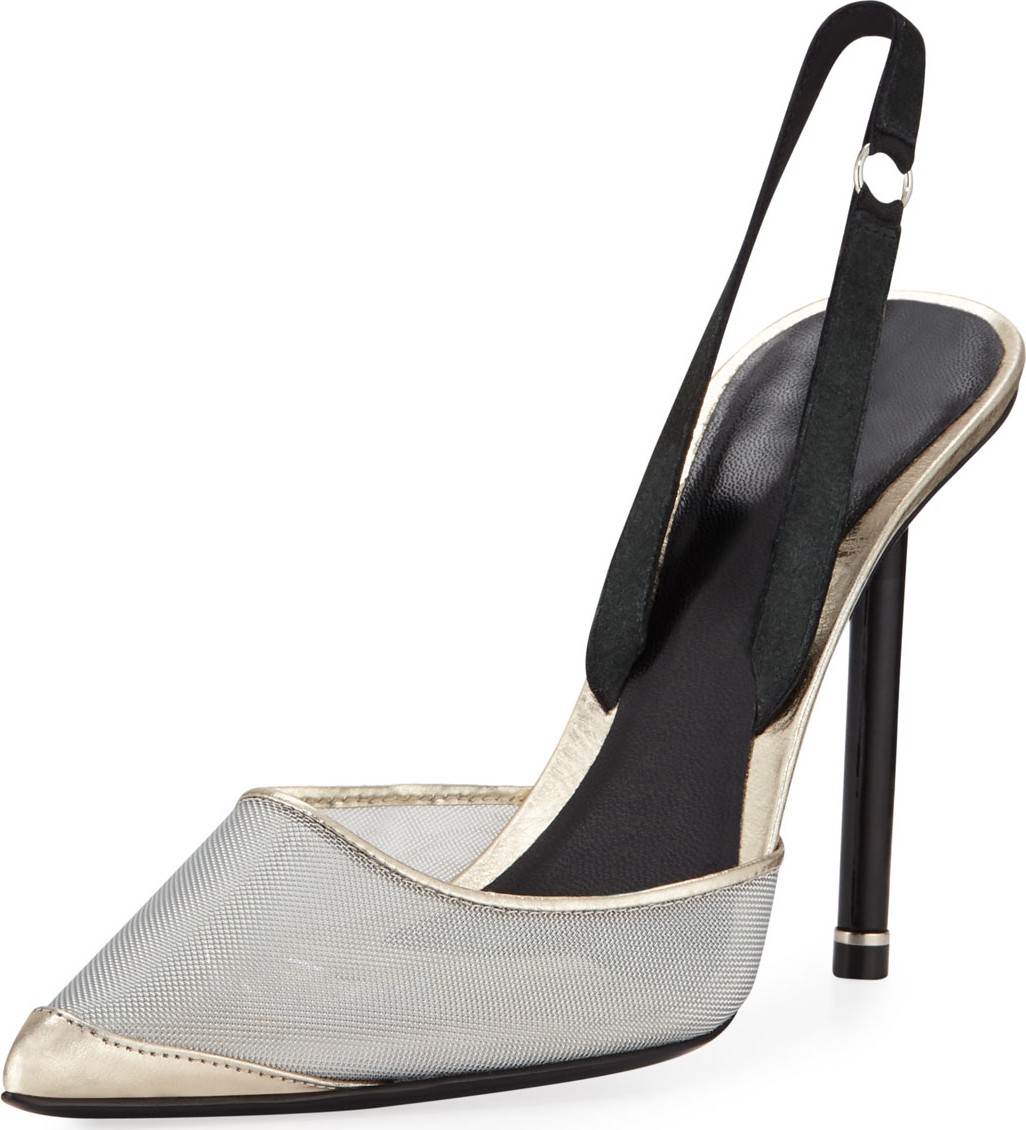 Alexander Wang Alix Metallic Mesh Slingback Pumps