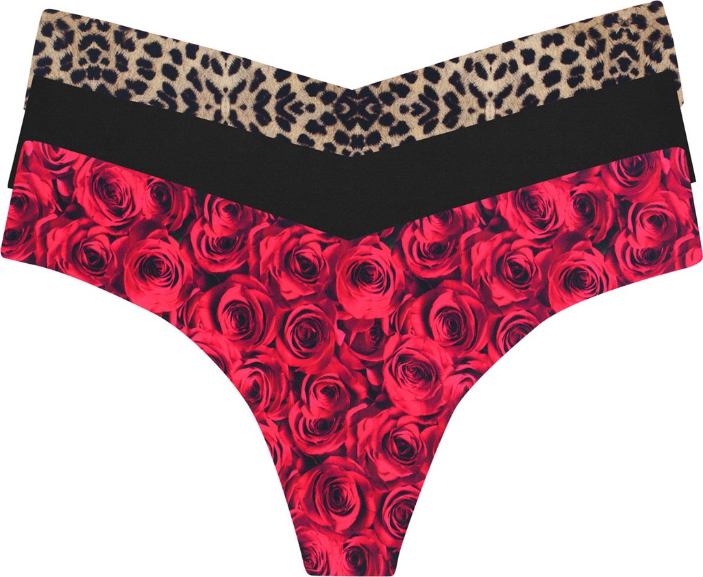 Commando Three-Pack Classic Print Thongs - Rose/Leopard Commando Three-Pack Classic Print Thongs - Rose/Leopard