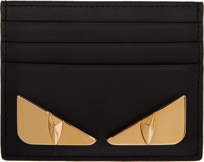 Fendi Black & Gold Bag Bugs Card Holder