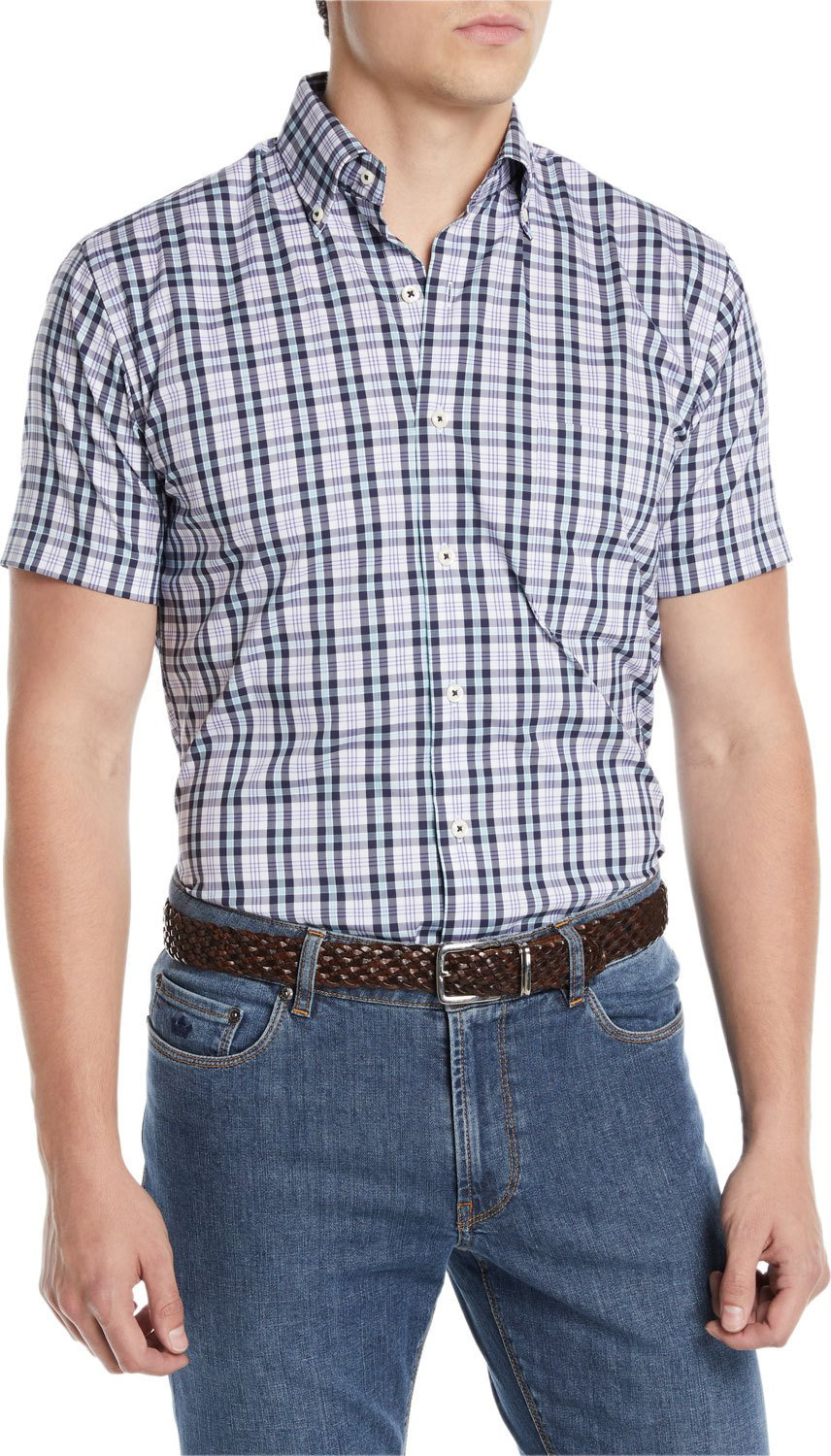 Peter Millar Men's Crown Comfort Moritz Check Short-Sleeve Sport Shirt