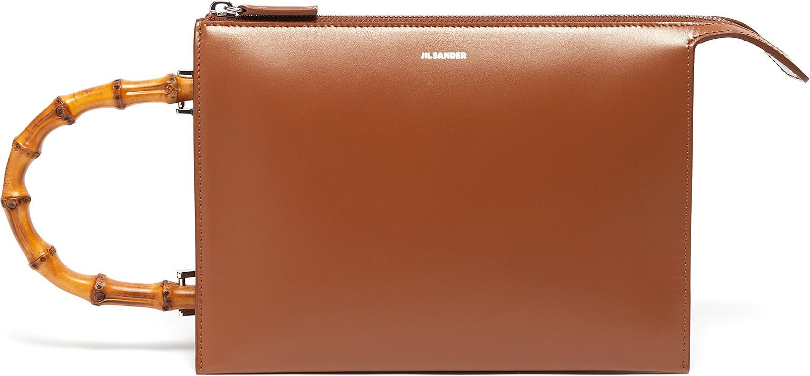Jil Sander 'Tootie' bamboo handle small leather clutch