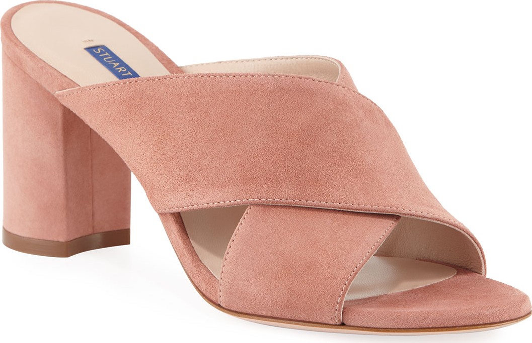 Stuart Weitzman Galene Suede Crisscross Slide Sandals