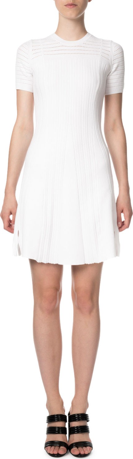 KENZO Lace Knit Short-Sleeve Keyhole Short Dress