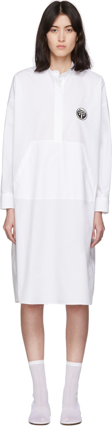 MM6 Maison Margiela White Kangaroo Pocket Dress