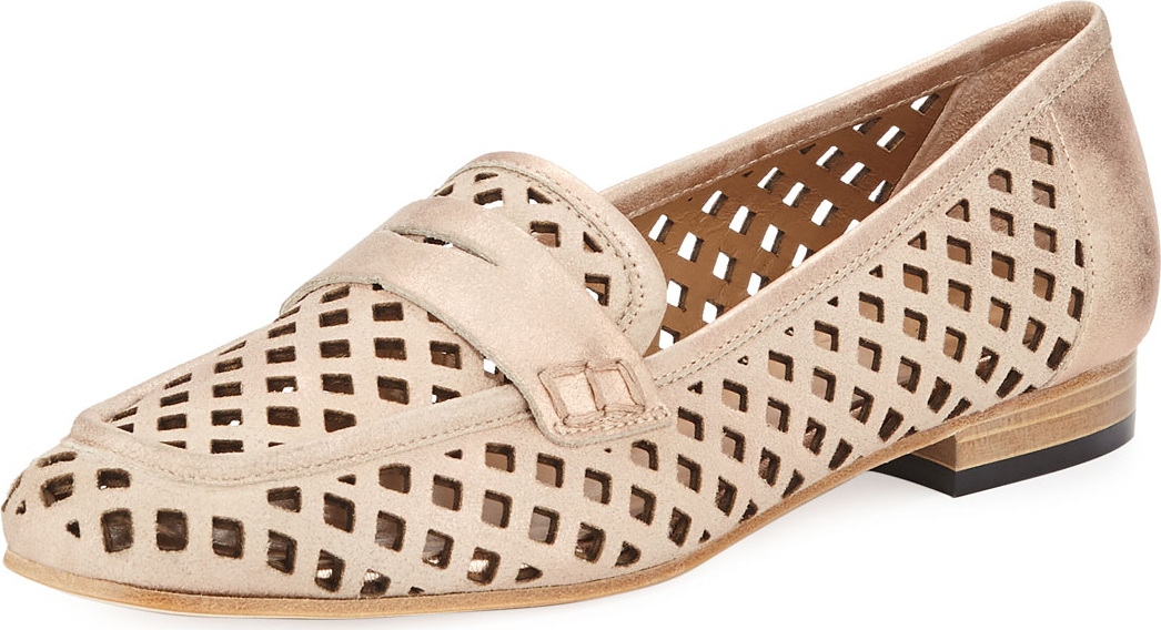Sesto Meucci Mela Perforated Metallic Murales Leather Loafer