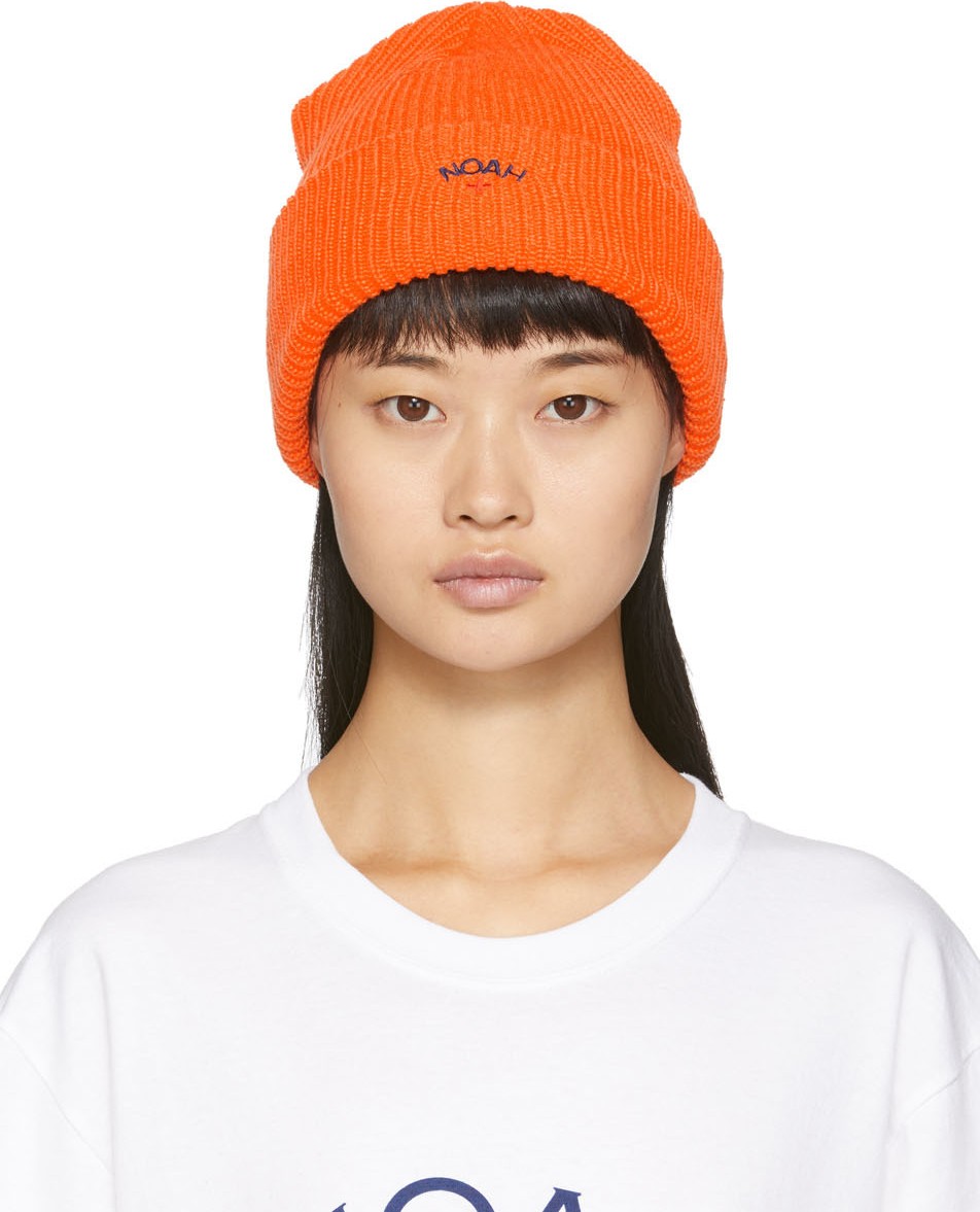 Noah NYC Orange Core Logo Beanie