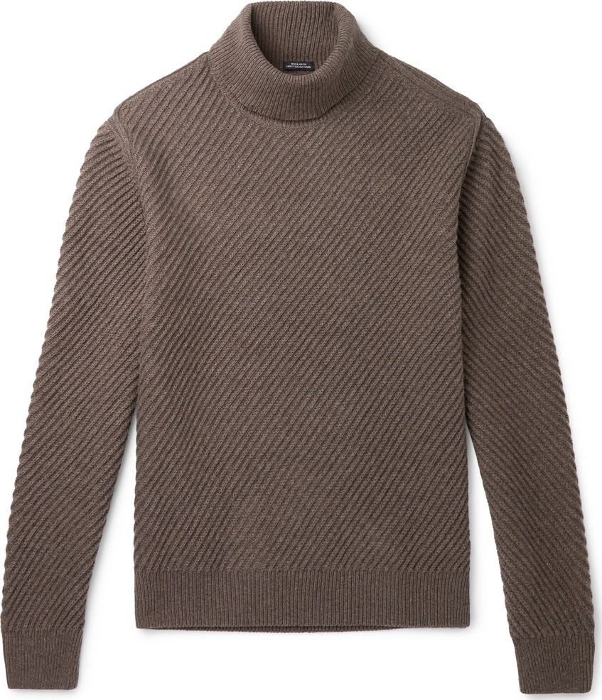 HUGO BOSS Ribbed Virgin Wool, Silk and Cashmere-Blend Rollneck Sweater