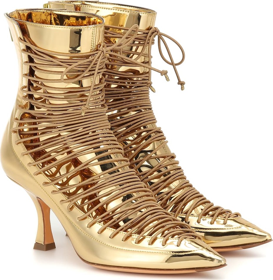Y/Project Lace-up metallic leather ankle boots
