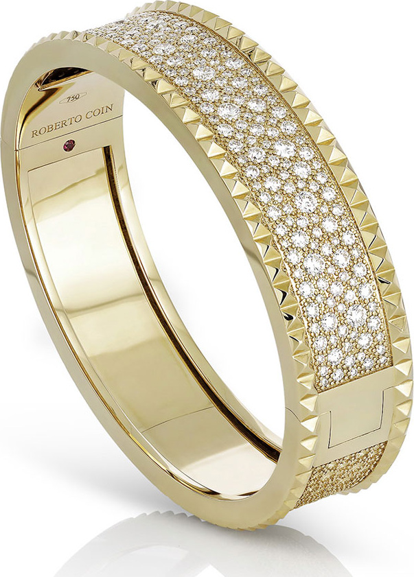 Roberto Coin ROBERTO COIN ROCK & DIAMONDS Medium 18K Yellow Gold Bangle Bracelet