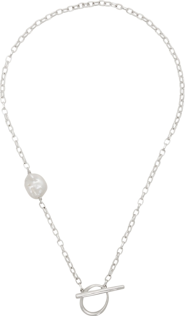 Faris Silver Anka Lariat Pearl Necklace