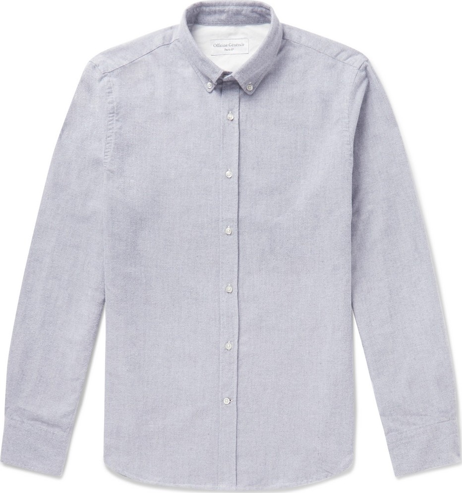 Officine Générale Button-Down Collar Brushed-Cotton Oxford Shirt