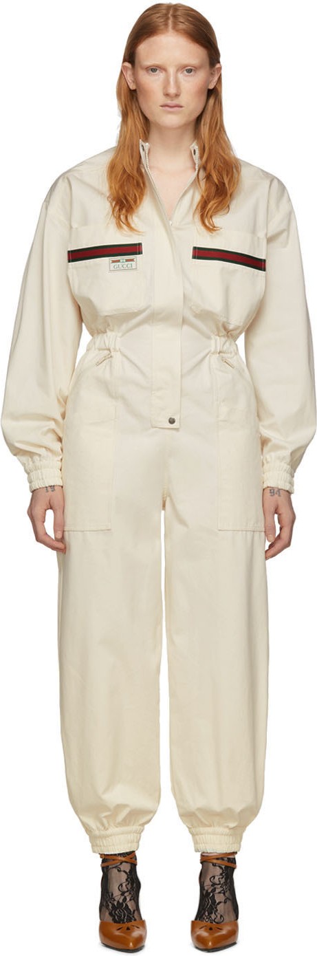 Gucci Off-White Canvas Jumpsuit