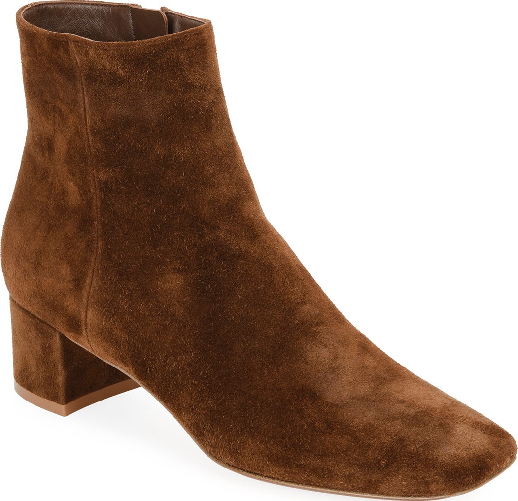 Gianvito Rossi Square-Toe Suede Bootie