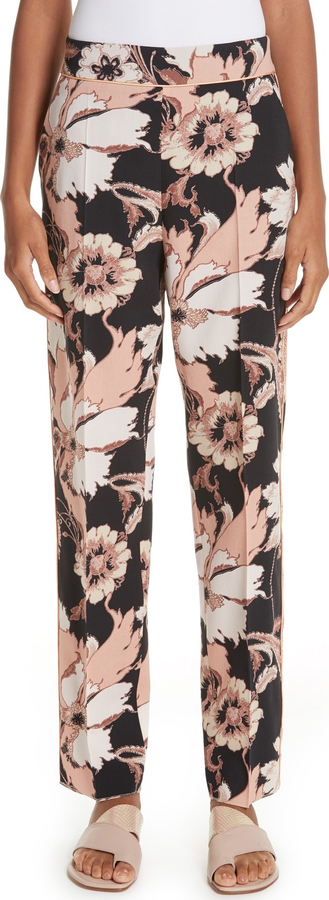 Etro Floral Print Straight Leg Wool Pants