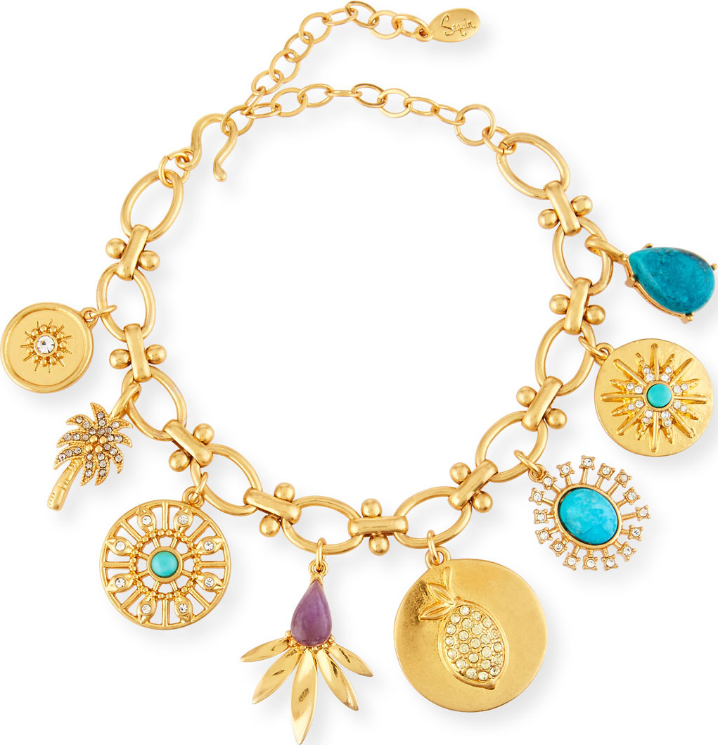 Sequin Multi-Charm Bracelet w/ Crystals