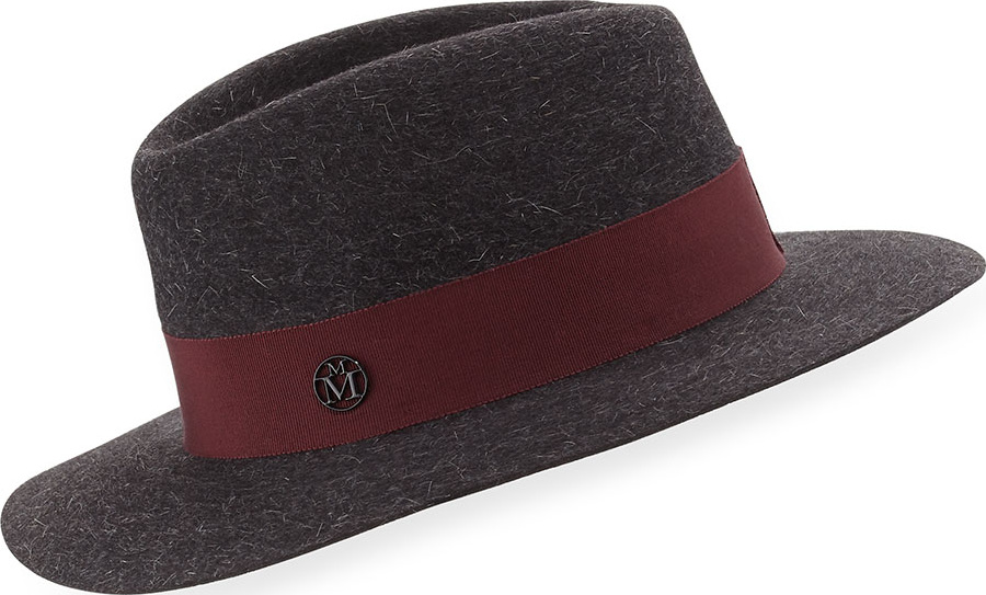 Maison Michel Andre Felt Classic Fedora Hat, Charcoal