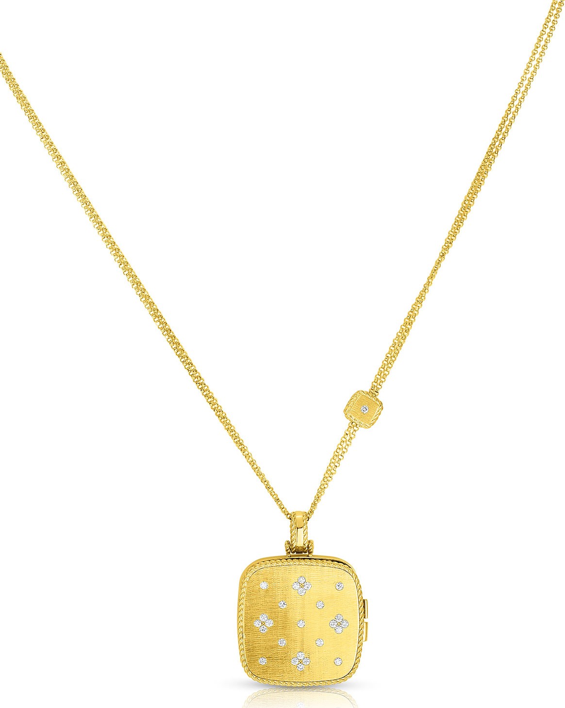 Roberto Coin 18k Gold Venetian Princess Diamond Locket Necklace, 34"