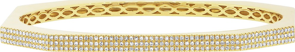 Ron Hami Skyscraper 14k Gold 3-Row Diamond Bangle