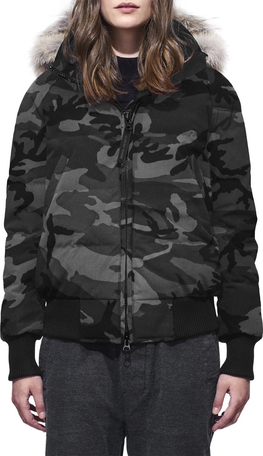 Canada Goose Savona Camo Bomber Jacket w/ Fur-Trim Hood