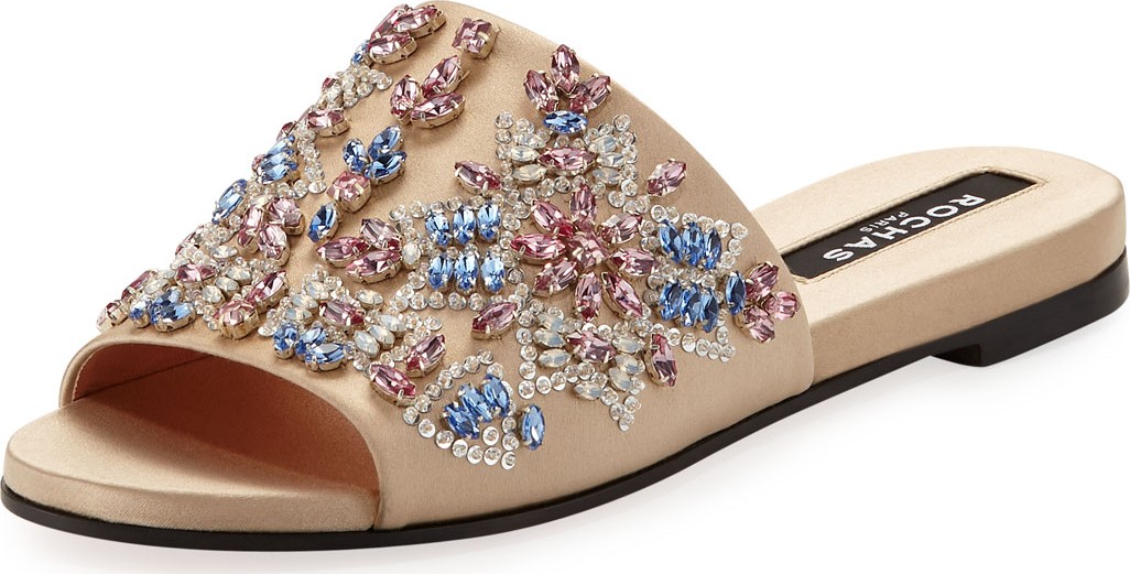ROCHAS Embellished Satin Slide Sandals