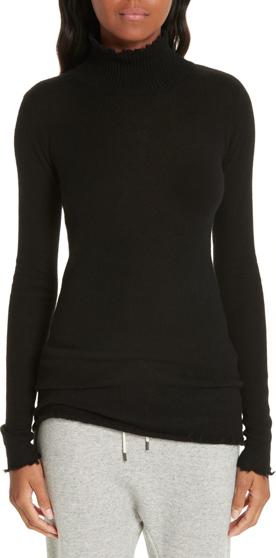 R13 Distressed Cashmere Turtleneck Sweater