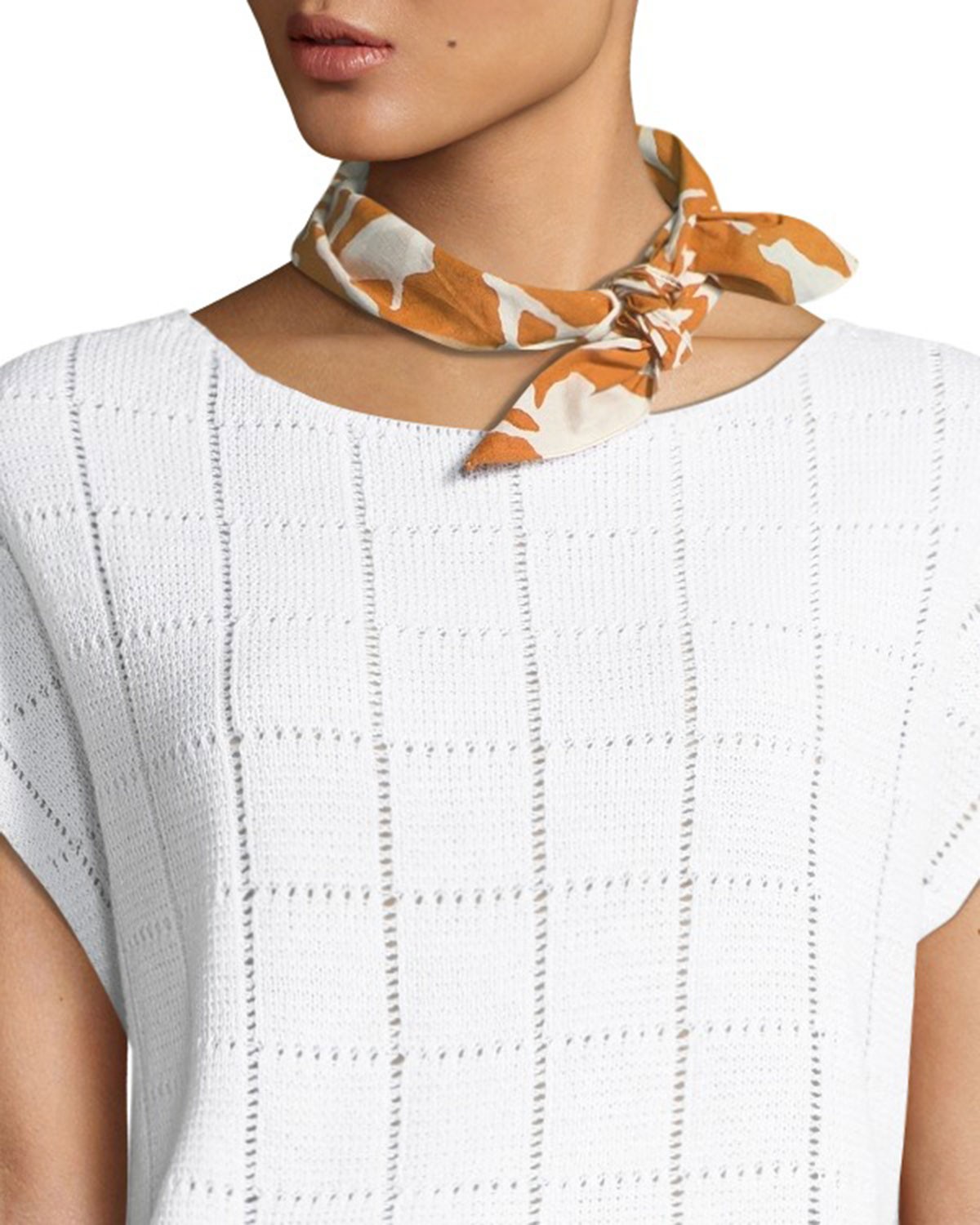 Eileen Fisher Organic Cotton Floral-Block Bandana Scarf