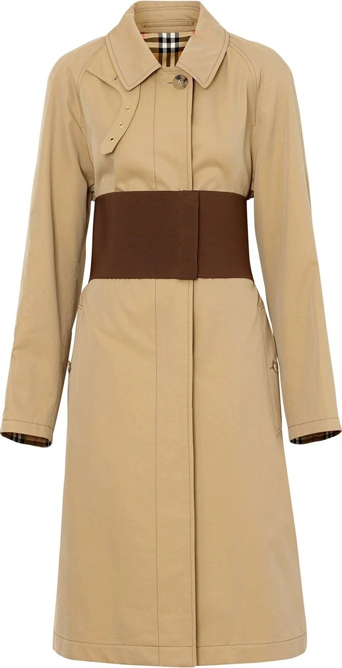 Burberry London England Corset-belt Cotton Gabardine Car Coat